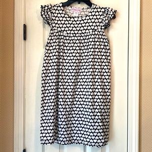 Ruffle Girl girls size 16/18 black with white hearts dress w/ruffled sleeves